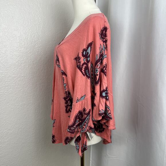 Free People Top Womens XS Pink‎ Floral Maui Wowie Boho Whimsical Flowy Festival - Picture 4 of 12